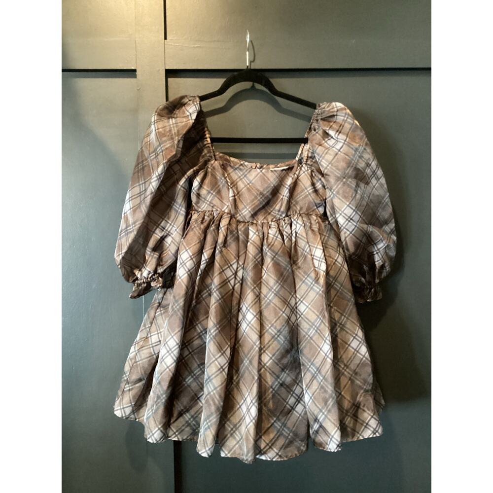 Selkie The Plaid Puff Organza Dress size XXS - Picture 3 of 10